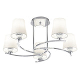 5 Light Ceiling Fitting in Chrome with Cream Shades (0194HEXFL208251123)