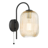 1 Light Wall Light Matt Black - Champagne Ribbed Glass (0183IDR0722-6506)