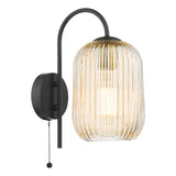 1 Light Wall Light Matt Black - Champagne Ribbed Glass (0183IDR0722-6506)