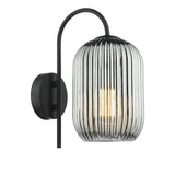 1 Light Wall Light Matt Black - Smoked Ribbed Glass (0183IDR0722-6510)