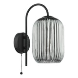 1 Light Wall Light Matt Black - Smoked Ribbed Glass (0183IDR0722-6510)