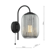 1 Light Wall Light Matt Black - Smoked Ribbed Glass (0183IDR0722-6510)