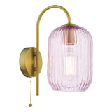 1 Light Wall Light Aged Bronze - Pink Ribbed Glass (0183IDR0763-6503)