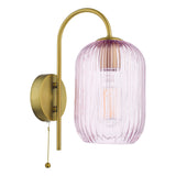 1 Light Wall Light Aged Bronze - Pink Ribbed Glass (0183IDR0763-6503)