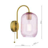 1 Light Wall Light Aged Bronze - Pink Ribbed Glass (0183IDR0763-6503)