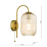 1 Light Wall Light Aged Bronze - Champagne Ribbed Glass (0183IDR0763-6506)
