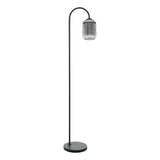 1 Light Floor Lamp Matt Black - Smoked Ribbed Glass (0183IDR4922SAW6510)