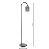 1 Light Floor Lamp Matt Black - Smoked Ribbed Glass (0183IDR4922SAW6510)