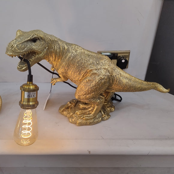 Tyrannosaurus Res Dinosaur - Table / Desk Lamp - Gold Colour (1522TREX)