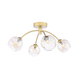 4 Light Semi-Flush Matt Gold with Organic Amber Glass (0183IZZ043516)