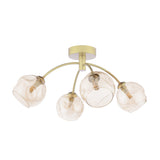 4 Light Semi-Flush Matt Gold with Organic Amber Glass (0183IZZ043516)
