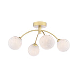 4 Light Semi-Flush Matt Gold with White Confetti Glass (0183IZZ043517)