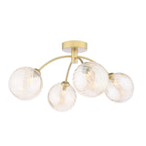 4 Light Semi-Flush Matt Gold with Twisted Amber Glass (0183IZZ043526)