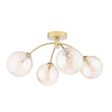 4 Light Semi-Flush Matt Gold with Twisted Amber Glass (0183IZZ043526)