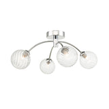 4 Light Semi-Flush Polished Chrome with Twisted Glass (0183IZZ045003)