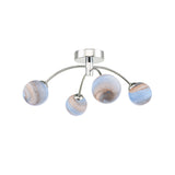 4 Light Semi-Flush Polished Chrome with Planet Style Glass (0183IZZ045007)