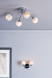 4 Light Semi-Flush Polished Chrome with Planet Style Glass (0183IZZ045007)