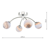 4 Light Semi-Flush Polished Chrome with Planet Style Glass (0183IZZ045007)