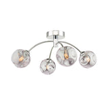 4 Light Semi-Flush Polished Chrome with Organic Smoked Glass (0183IZZ045028)