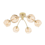 6 Light Semi-Flush Matt Gold with Organic Amber Glass (0183IZZ063516)