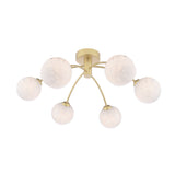 6 Light Semi-Flush Matt Gold with White Confetti Glass (0183IZZ063517)