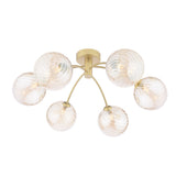 6 Light Semi-Flush Matt Gold with Twisted Amber Glass (0183IZZ063526)