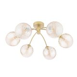 6 Light Semi-Flush Matt Gold with Twisted Amber Glass (0183IZZ063526)
