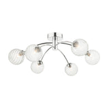 6 Light Semi-Flush Polished Chrome with Twisted Glass (0183IZZ065003)