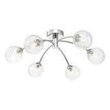 6 Light Semi-Flush Polished Chrome with Twisted Glass (0183IZZ065003)