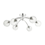 6 Light Semi-Flush Polished Chrome with Twisted Glass (0183IZZ065003)