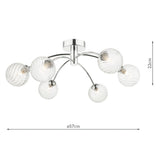 6 Light Semi-Flush Polished Chrome with Twisted Glass (0183IZZ065003)