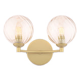 2 Light Wall Light Matt Gold Bracket with Amber Glass (0183IZZ093525)