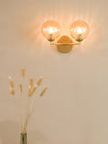2 Light Wall Light Matt Gold Bracket with Amber Glass (0183IZZ093525)