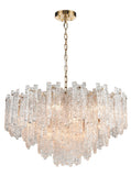 16 Light Pendant - Aged Brass and Ice Cube Shaped Glass (0194ICI245416)