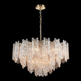 16 Light Pendant - Aged Brass and Ice Cube Shaped Glass (0194ICI245416)
