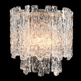 2 Light Wall Light - Aged Brass and Ice Cube Shaped Glass (0194ICI24542)