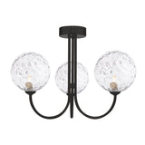 3 Light Semi Flush Matt Black with Clear Dimpled Glass (0183JAR032212)