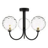 3 Light Semi Flush Matt Black with Clear Dimpled Glass (0183JAR032212)