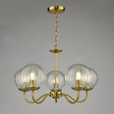 5 Light Armed Pendant Natural Brass and Glass (0183JOC0542)