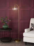 1 Light Floor Lamp Natural Brass and Glass (0183JOC4942)