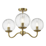 3 Light Semi-Flush Natural Brass and Glass (0183JOC5342)