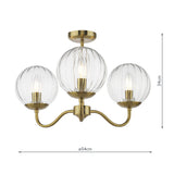 3 Light Semi-Flush Natural Brass and Glass (0183JOC5342)