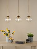 3 Light Bar Pendant in Natural Brass and Glass (0183JOC6242)