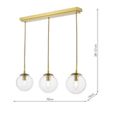 3 Light Bar Pendant in Natural Brass and Glass (0183JOC6242)