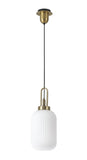 1 Light Pendant E27 With 20cm Tubular Ribbed Glass, Opal Brass Gold/Matt Black - Other Colours available  (1230RUBLTK541)