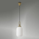 1 Light Pendant E27 With 20cm Tubular Ribbed Glass, Opal Brass Gold/Matt Black - Other Colours available  (1230RUBLTK541)