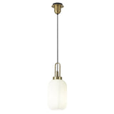 1 Light Pendant E27 With 20cm Tubular Ribbed Glass, Opal Brass Gold/Matt Black - Other Colours available  (1230RUBLTK541)