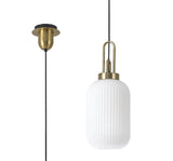 1 Light Pendant E27 With 20cm Tubular Ribbed Glass, Opal Brass Gold/Matt Black - Other Colours available  (1230RUBLTK541)