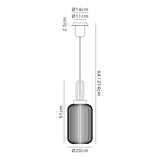 1 Light Pendant E27 With 20cm Tubular Ribbed Glass, Opal Brass Gold/Matt Black - Other Colours available  (1230RUBLTK541)