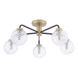 5 Light Semi Flush Matt Black/Antique Brass with Twisted Glass (0183LAI545403)